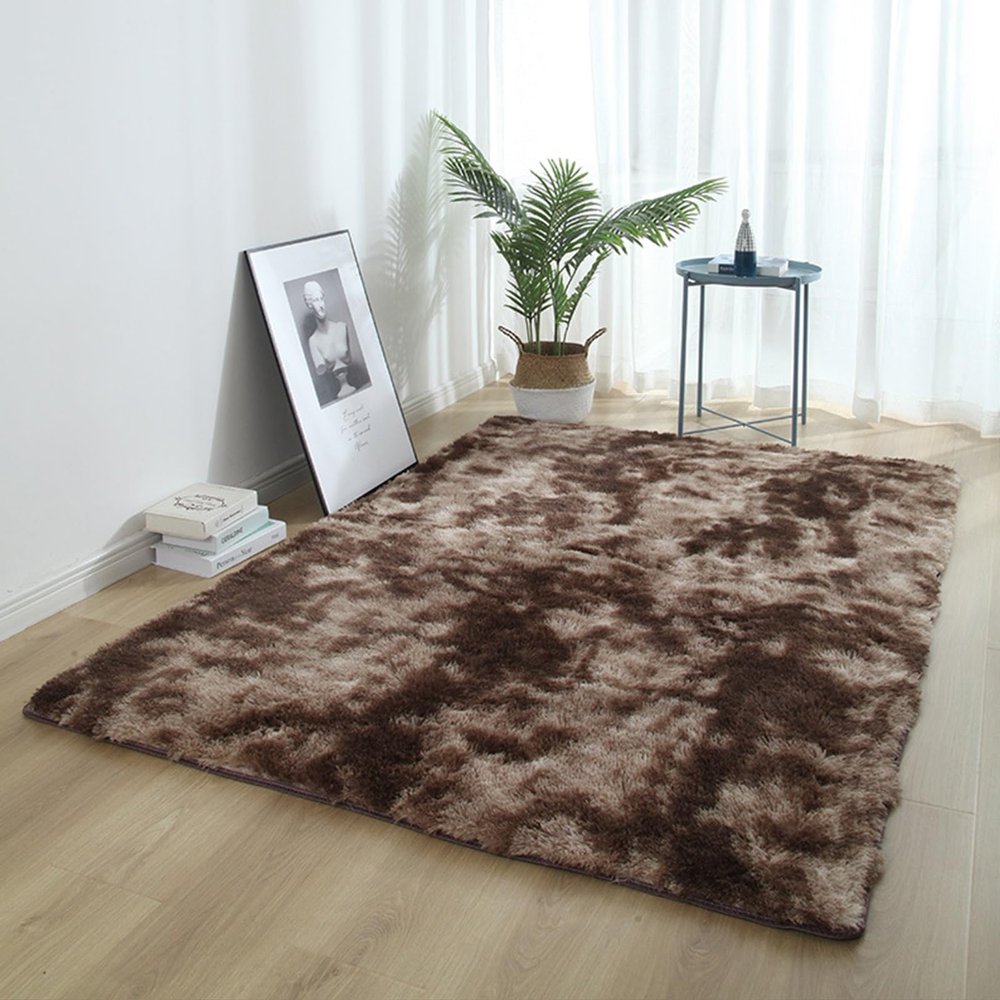 XUEDNGM Shaggy Area Rug 200 x 250 cm, Modern Soft Non-Slip Rug, Easy-Care, Washable, Brown