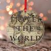 Travel the World Christmas Ornament – Vintage Map Acrylic Keepsake view 1