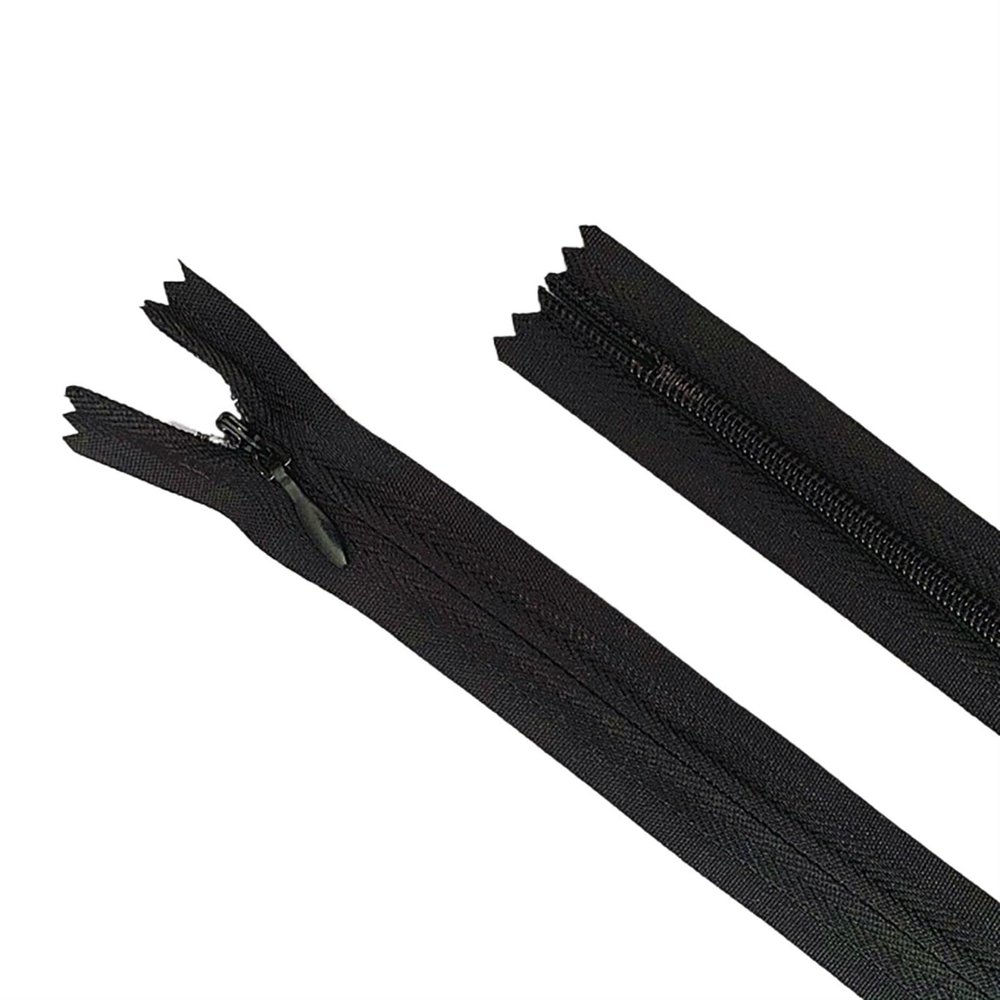 AMENGJ Sewing Zippers, 10 Pieces, No. 3 Invisible Nylon Zippers, 8–24 in (20–60 cm), Black, 40 cm