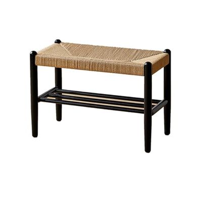 Shoe Rack Bench with Storage, Solid Wood, 100 cm, Light Walnut