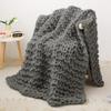 Care Spring Chunky Knit Blanket, Luxury Hand-Knitted Throw, Soft and Cozy, Thick Weighted Woven Blanket for Sofa, Gray C, 50 x 50 cm view 1