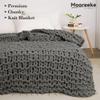 Care Spring Chunky Knit Blanket, Luxury Hand-Knitted Throw, Soft and Cozy, Thick Weighted Woven Blanket for Sofa, Gray C, 50 x 50 cm view 4