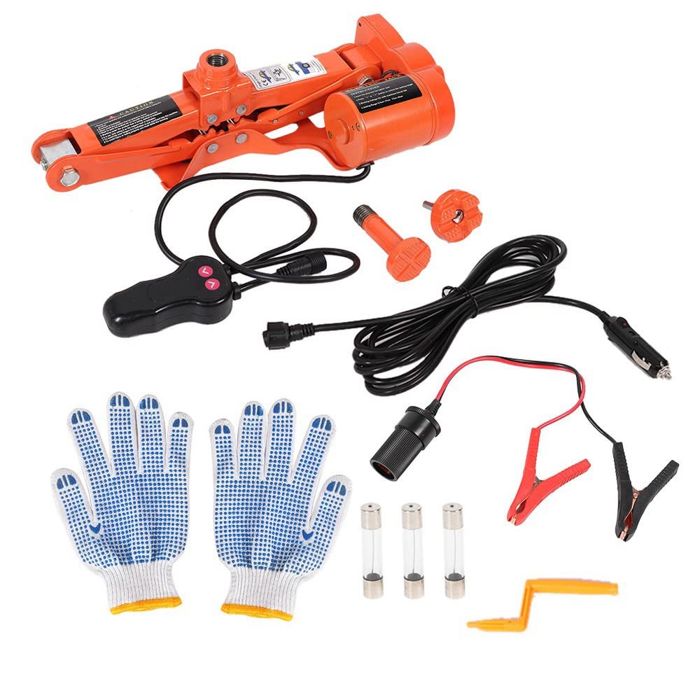 3-Ton Electric Scissor Jack, Compact and Durable Metal, for Emergency Tire Changes (3T 42 cm Electric Scissor Jack Kit)
