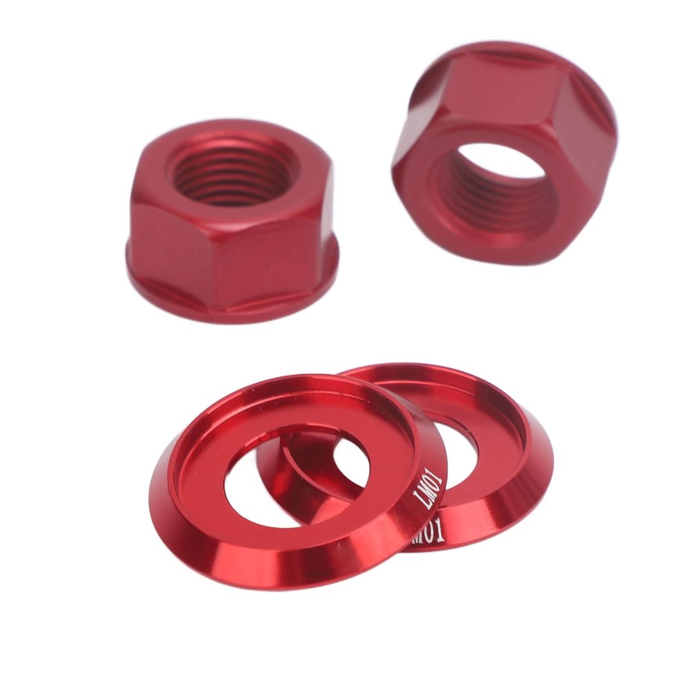 Red M10 P1.0 Aluminum Alloy Bicycle Hub Nut for Fixed-Gear and Mountain Bikes