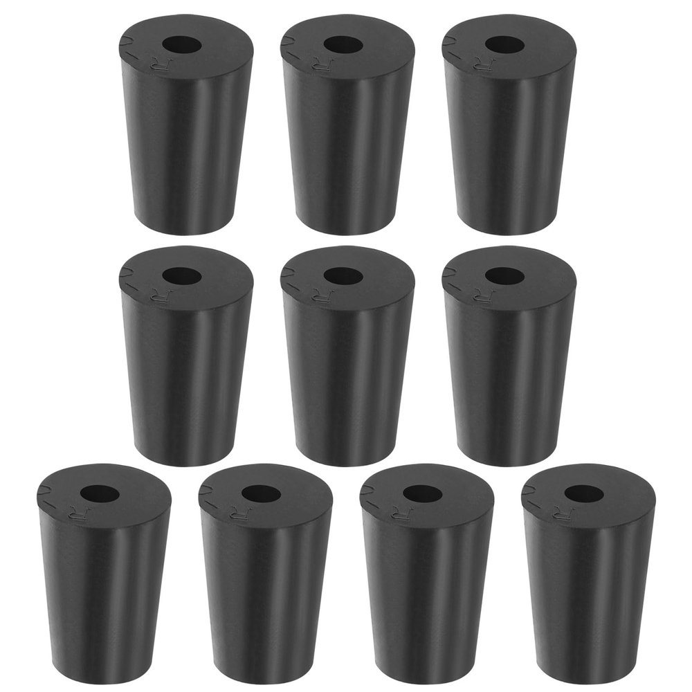 PATIKIL Rubber Stoppers, 0.79–1.02 in (20–26 mm), 10-Pack, Tapered One-Hole Lab Stoppers, Black