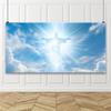 Bovlleetd God Bless You Paradise of Hope Blue Sky Clouds Sacred Light Jesus Christ Church Christian Embrace New Life Heaven Background 15x10ft Vinyl view 2