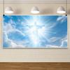 Bovlleetd God Bless You Paradise of Hope Blue Sky Clouds Sacred Light Jesus Christ Church Christian Embrace New Life Heaven Background 15x10ft Vinyl view 3