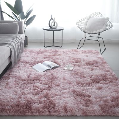 XUEDNGM Soft Shaggy Faux Fur Rug 135 x 135 cm, Purple Pink
