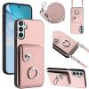 GoodcAcy Protective Case Compatible with Xiaomi 14T, Leather Flip Wallet Case with Zipper, Strap and Ring Stand, Pink view 1