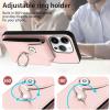 GoodcAcy Protective Case Compatible with Xiaomi 14T, Leather Flip Wallet Case with Zipper, Strap and Ring Stand, Pink view 3
