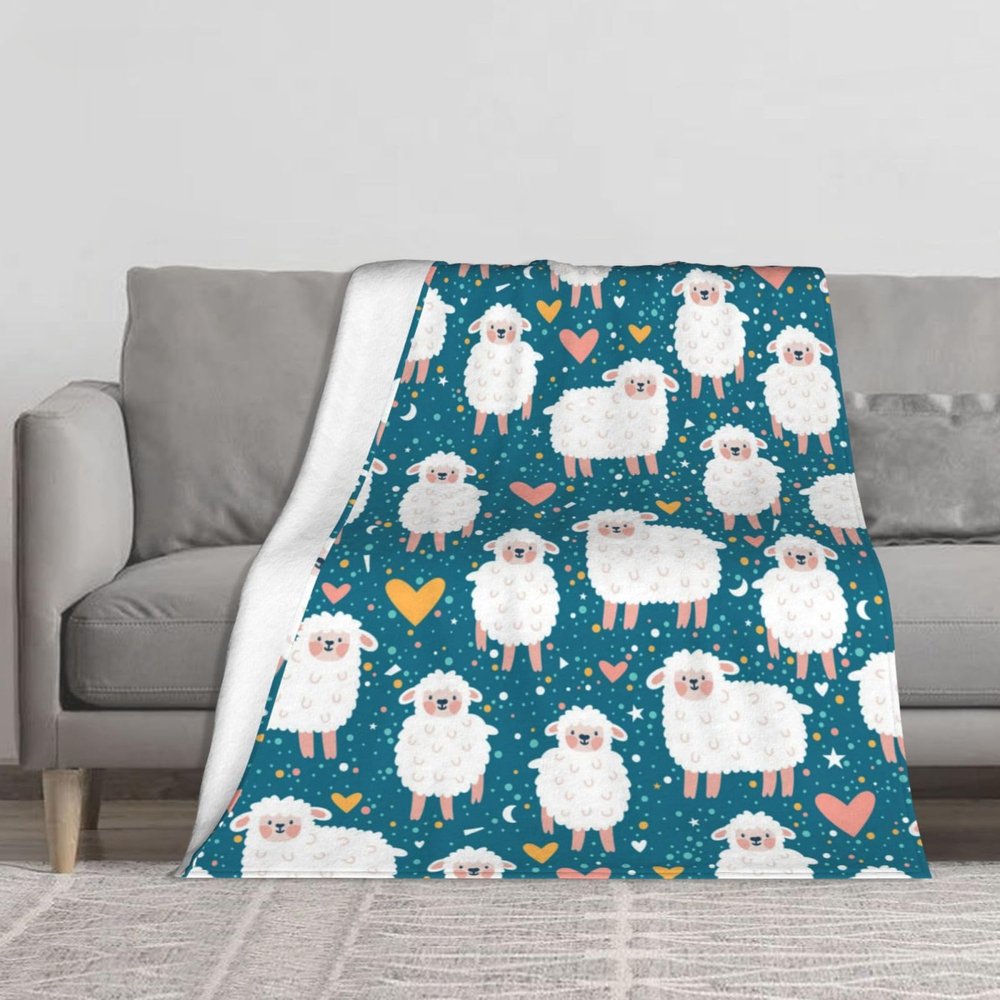 Se Schafe Cozy Blanket, Warm Flannel Fleece Plush Soft Throw Blanket, 127 x 152 cm