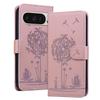 LEINOTWANCH Wallet Flip Case for Google Pixel 9/9 Pro (6.3-inch), Dandelion and Cat Design, Pink view 1