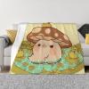 ZORIN Flannel Fleece Throw Blanket, 203 x 152 cm, 3D Mushrooms in Frog Pond Print view 1