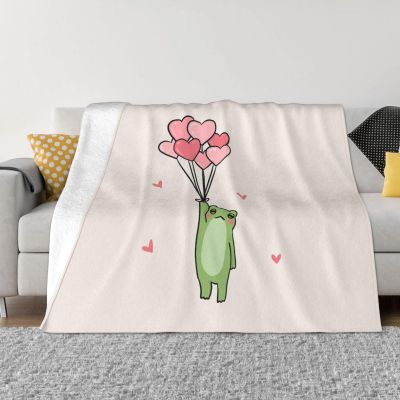ZORIN Flannel Fleece Throw Blanket, 127.7 x 101.6 cm, 3D Print, Love Balloon Frog Design