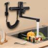 Wall-Mount Kitchen Faucet with Spray Gun, 360° Swivel, Stainless Steel view 3