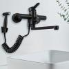 Wall-Mount Kitchen Faucet with Spray Gun, 360° Swivel, Stainless Steel view 4