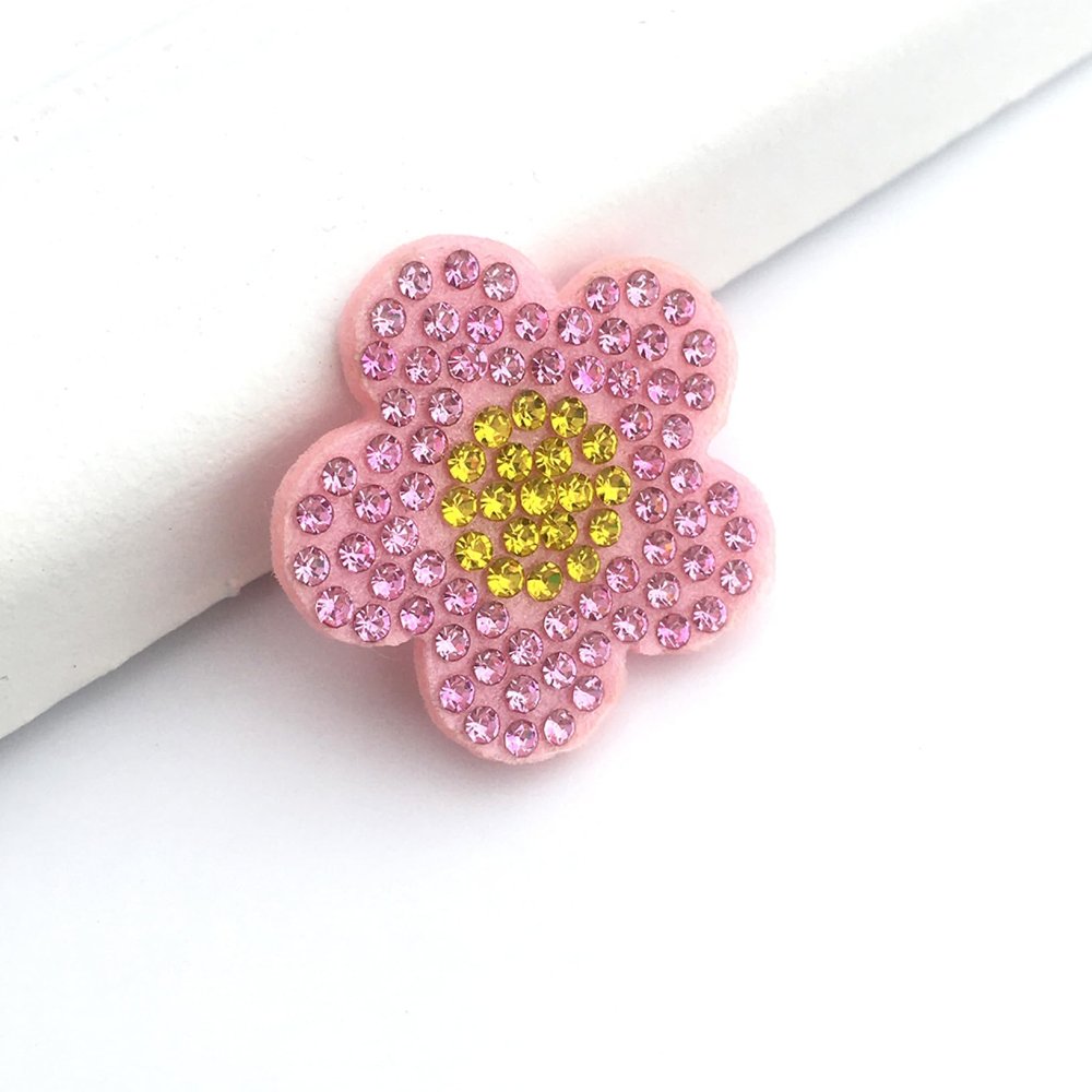 LXZSMH 30-Piece Floral Rhinestone Appliqué Patches, Multicolor (Pink)