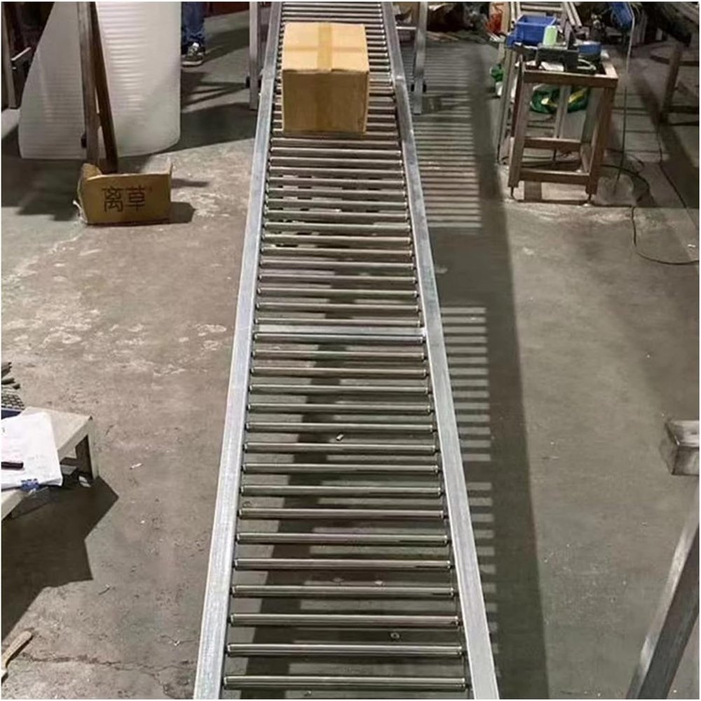 HynJGih Portable Folding Gravity Conveyor, Silver, 50 × 100 cm