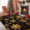 Black and Gold Snowflake Christmas Rug, Non-Slip Washable, 120 x 160 cm view 1