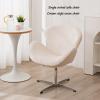 WEIDPHL Vanity Lounge Chair, Height-Adjustable Swivel Makeup Chair, White Teddy view 2