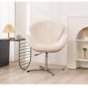 WEIDPHL Vanity Lounge Chair, Height-Adjustable Swivel Makeup Chair, White Teddy view 3