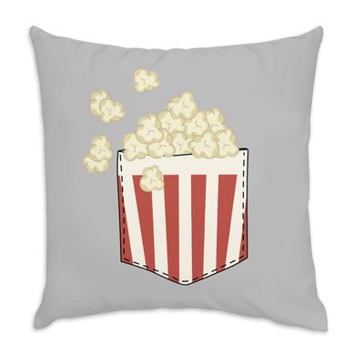 Fabulous Gray Velvet Cushion, Surprise Bag Popcorn Street Food Film Design, 40 x 40 cm