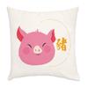 Fabulous Velvet-Look Pillow Cover, White Pig Design, Chinese Zodiac, 40 x 40 cm view 1