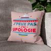Fabulous Pink Velvet-Look Cushion Cover, "J'Peux pas J'Ai Ufologie Ufologie Aliens Mars," 40 x 40 cm view 3