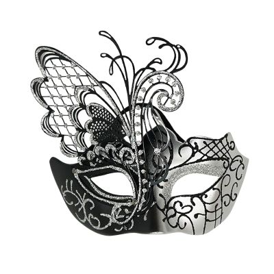 Foweknow Women's Butterfly Venetian Mask, Sequin Glitter Costume Accessory