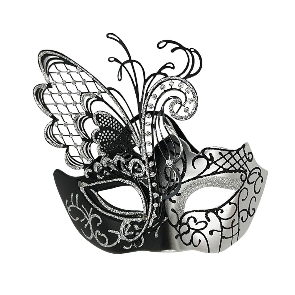 Foweknow Women's Butterfly Venetian Mask, Sequin Glitter Costume Accessory