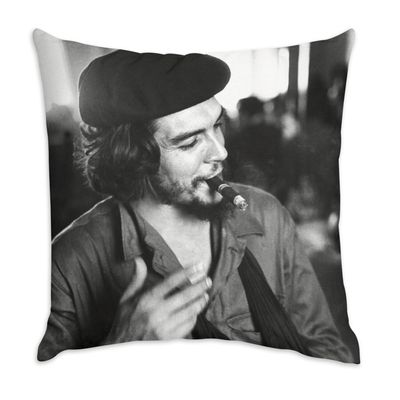 Fabulous Velvet-Feel Pillow Cover, White, Che Guevara Cuba, Communism 1959, Cigar, Historical Figure, 40 x 40 cm