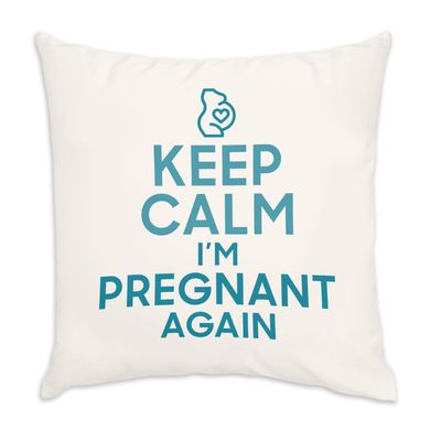 Fabulous White Velvet Cushion, “Keep Calm I'm Pregnant Again,” 40 x 40 cm, Cover and Insert Included