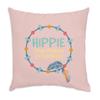 Pink Velvet-Feel Pillow, Mother to Daughter Bohemian Design, 40 x 40 cm, Cover and Insert Included view 1