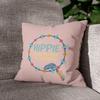 Pink Velvet-Feel Pillow, Mother to Daughter Bohemian Design, 40 x 40 cm, Cover and Insert Included view 3