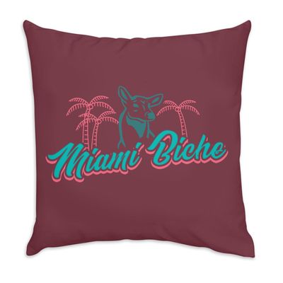 Fabulous Red Velvet Pillow, Miami Biche Beach Pun, 40 x 40 cm, Cover and Insert Included