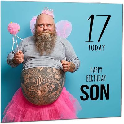 Funny 17th Birthday Card for Son, Brtiger Man Joke