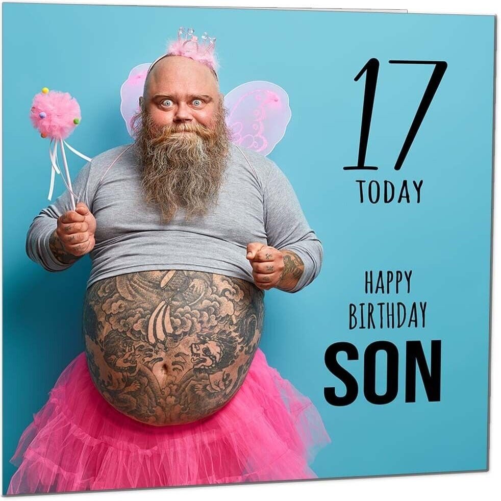 Funny 17th Birthday Card for Son, Brtiger Man Joke