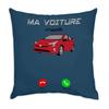 Fabulous Blue Velvet Pillow “Mein Auto m'appelle Passion,” 16 x 16 in, Cover and Insert Included view 1
