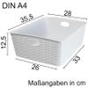 6x Storage Baskets, 12 cm, White Rattan Look, 35 x 28 x 12 cm, Plastic view 3