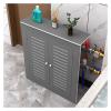 Childproof Radiator Pipe Cover with Louvered Doors, Gray view 1