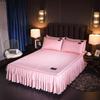 Fashionable Silk Patchwork Bed Skirt, Wrap-Around, Blue, 180 x 220 cm view 1
