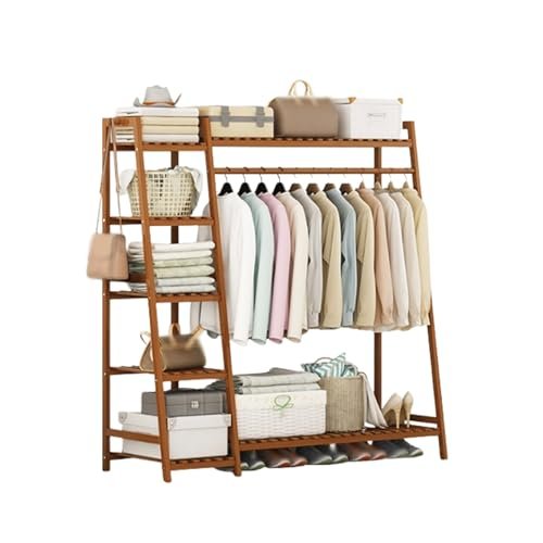 Bamboo Garment Rack with Storage, 7-Tier Shelves
