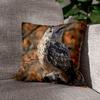 Fabulous Velvet Pillow Cover, White, Owl on a Branch in Autumn, Wild Forest, 40 x 40 cm, Velvet-Soft view 3