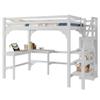 Children’s Loft Bed 140 x 200 cm with L-Shaped Desk and Stairs, White view 1