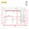 Children’s Loft Bed 140 x 200 cm with L-Shaped Desk and Stairs, White view 2