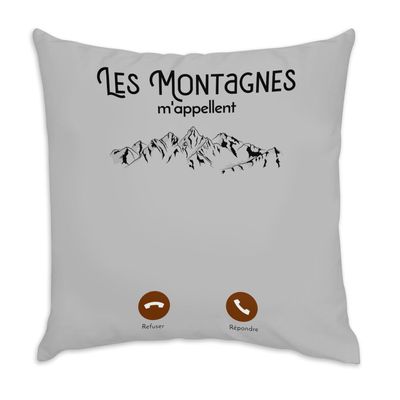 Fabulous Cushion Cover, Velvet, Gray, “Mountains Call Me Outdoor Adventure,” 40 x 40 cm, Velvety Soft