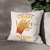 Velvet Cushion, White, “Pommes Silber macht nicht Le Bonheur” Street Food, 40 x 40 cm, Soft Velvet Feel, Cover and Cushion Included view 3
