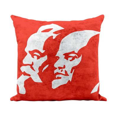 Fabulous Lenine Marx Communist Revolution USSR Russia Cushion Cover, White Faux Leather, 40 x 40 cm