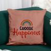 Fabulous Choose Happiness Faux Leather Cushion, Pink, 40 x 40 cm view 4