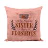 Fabulous “Will Trade Sister for Presents” Christmas Winter Santa Pillow Cover, Faux Leather, Pink, 40 x 40 cm, Leather-Like Feel view 1